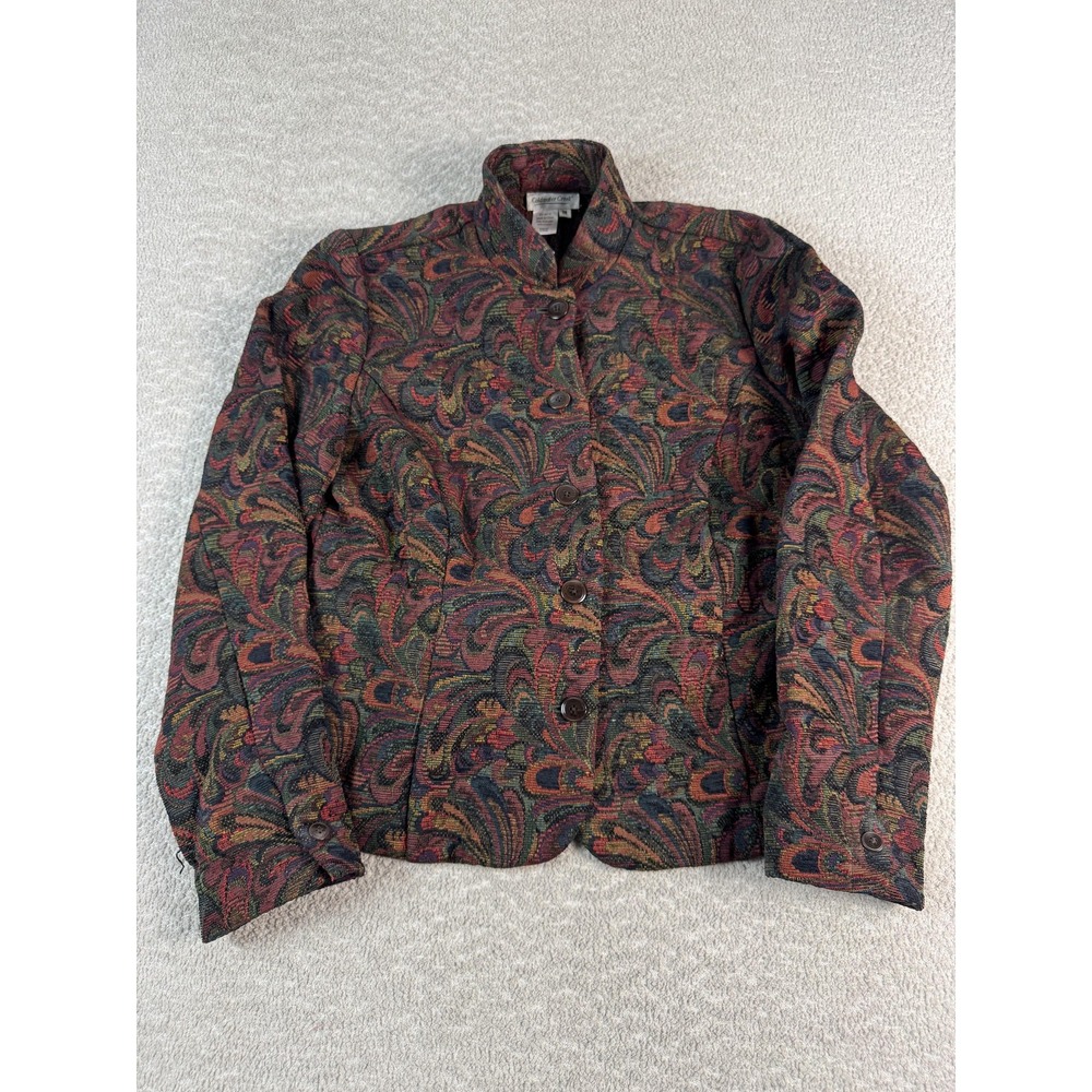 Coldwater Creek Jacket Womens Medium Multicolor Paisley‎ Tapestry Button Front